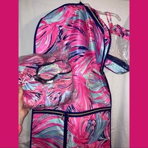 Lilly Pulitzer garment bag/ neck pillow/ eye mask